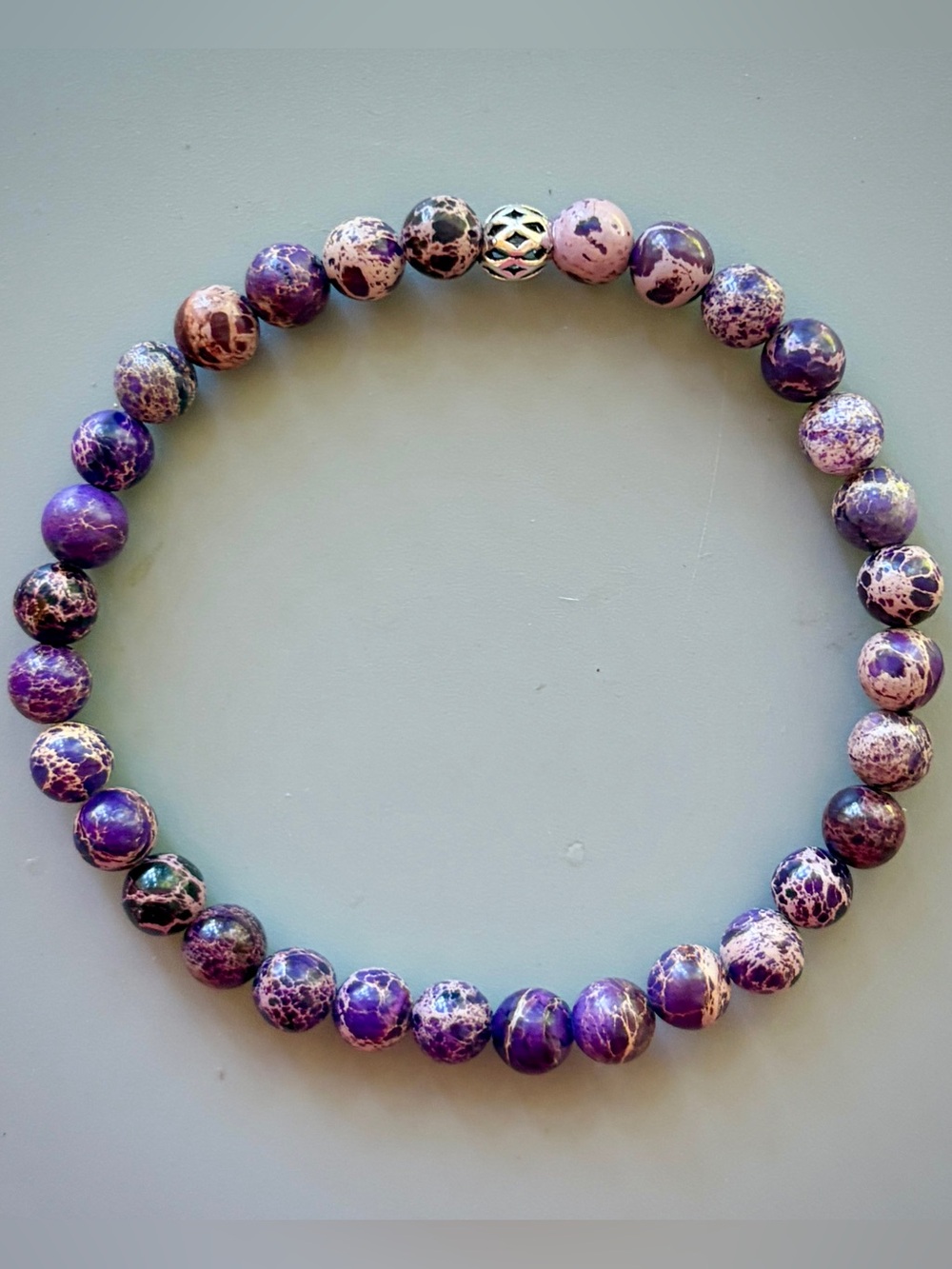 Purple Sea Sediment Jasper Bead Bracelet